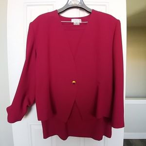 Red Saville Suit 2 piece skirt  single button EUC